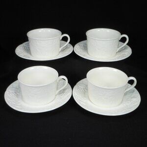 4 sets of beautiful tea cups & saucers. Mikasa English Country white